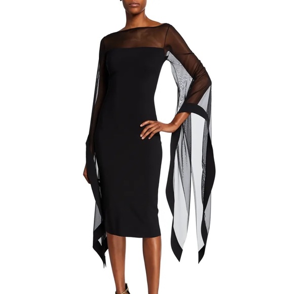 Chiara Boni La Petite Robe 40
High-Neck Sheer Wing-Sleeve Cocktail Dress - Picture 1 of 2